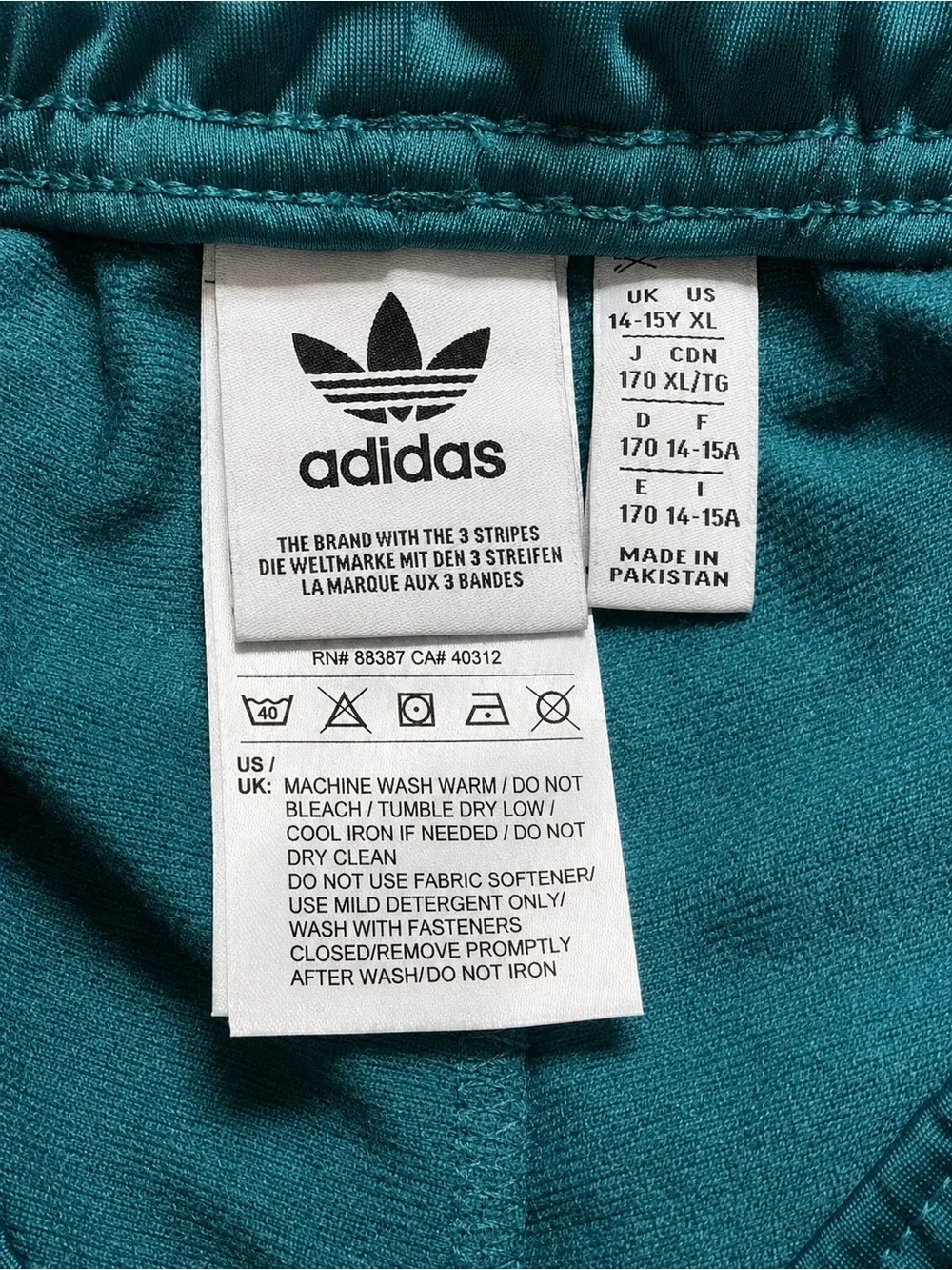 NWOT adidas Teal Green Track Pants with White Stripes